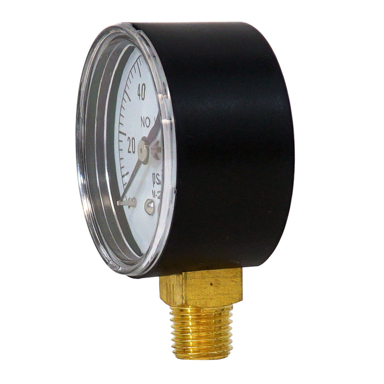 2" Dial Pressure Gauge No Lead Brass Connection– Plastic Case, Water & Air Compatible | PGPNL