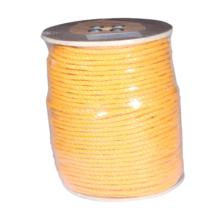 Twisted or Braided Safety Rope – 1/4" Polypropylene | 1000 lb. Test, Yellow, Plastic Spool | SSR