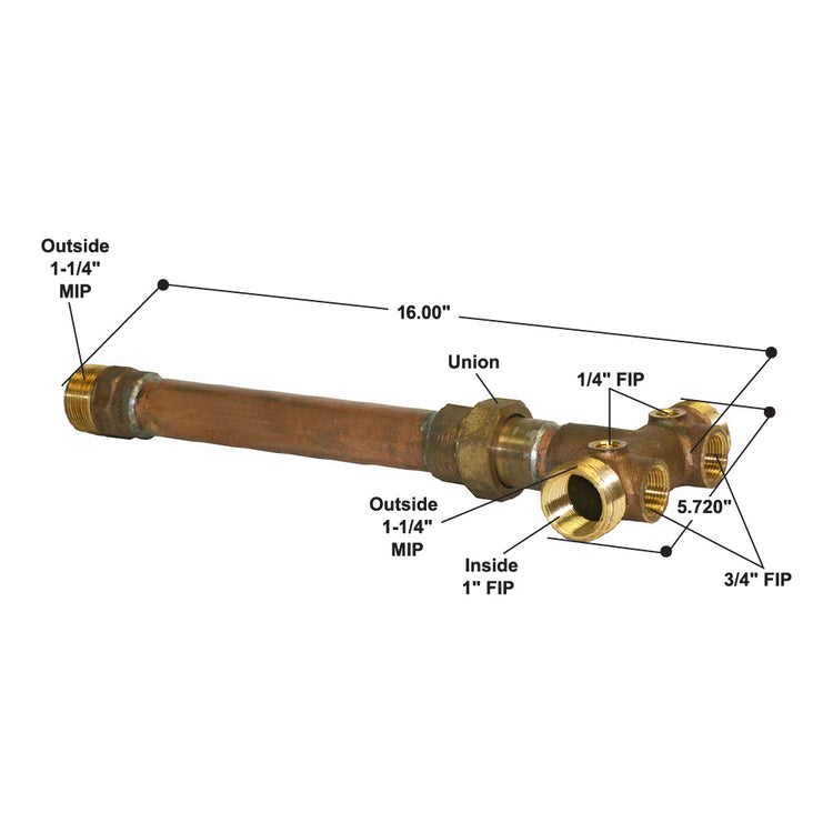 1-1/4" Fabricated No Lead Brass Tank Tee with Male Tank Connection and Union – Heavy-Duty Plumbing Connection | BATNL1-1/4UF