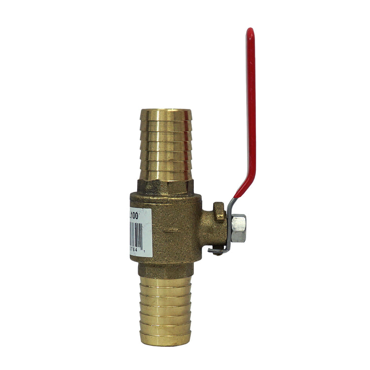 No-Lead Brass Ball Valve – Insert Barb x Insert Barb, Full Port, Teflon Seals