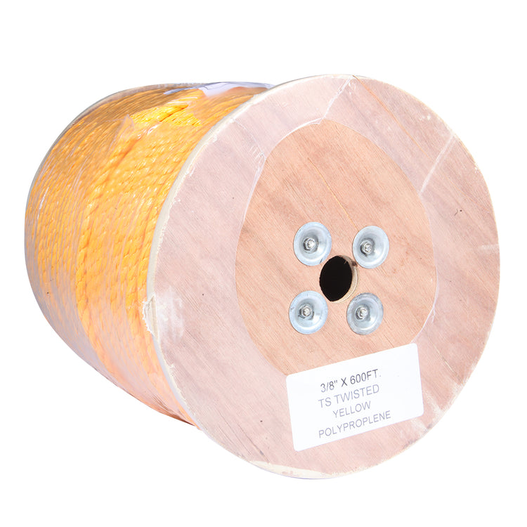 Braided Safety Rope – 1/4" Polypropylene | 1000 lb. Test, Yellow, Plastic Spool
