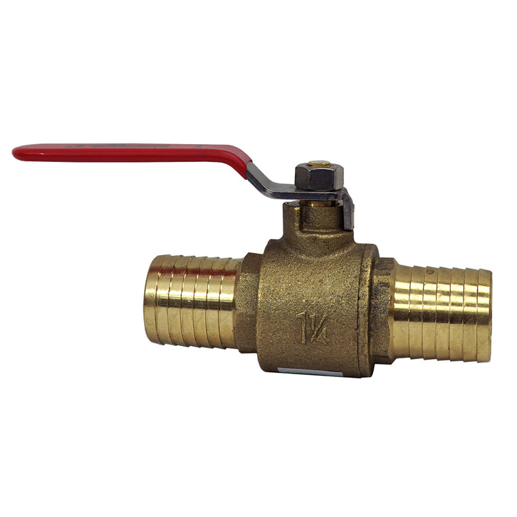 No-Lead Brass Ball Valve – Insert Barb x Insert Barb, Full Port, Teflon Seals