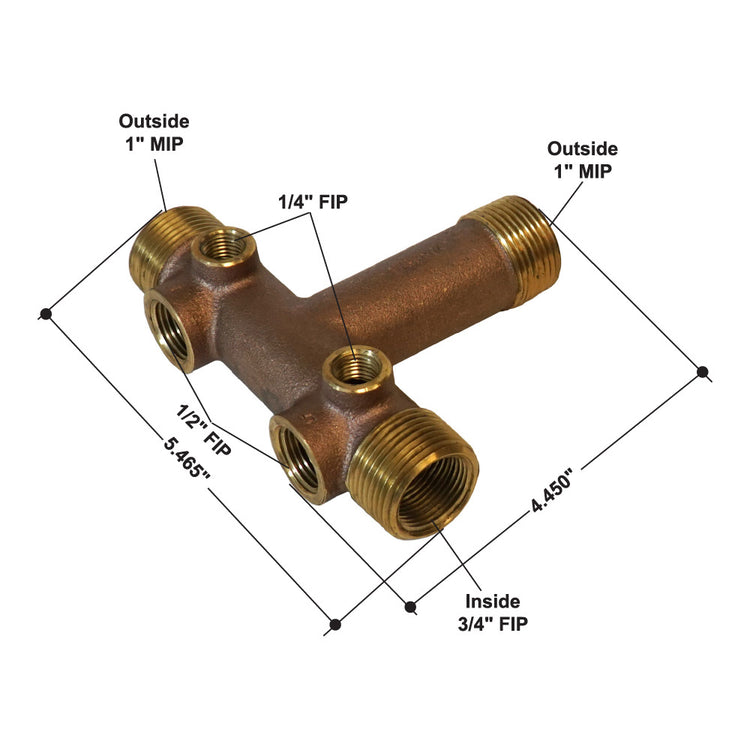 1" No Lead Brass Tank Tee – Cast, Durable Water Well Plumbing Fitting | BATNL1