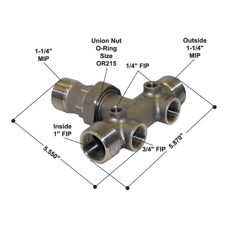 1-1/4" Stainless Steel Tank Tee with Drain Holes – No-Lead, Durable, Corrosion-Resistant | SSAT1252