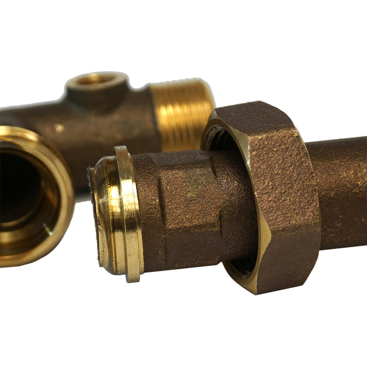 1" Long Cast Brass Tank Tee with Union – No Lead | BATNL1U