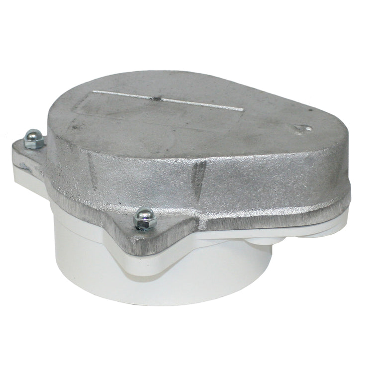 WCOP Series Sanitary Aluminum Top Watertight Well Cap with Conduit Tapping and Vent and Optional Ground Lug– PVC Base | WCOP