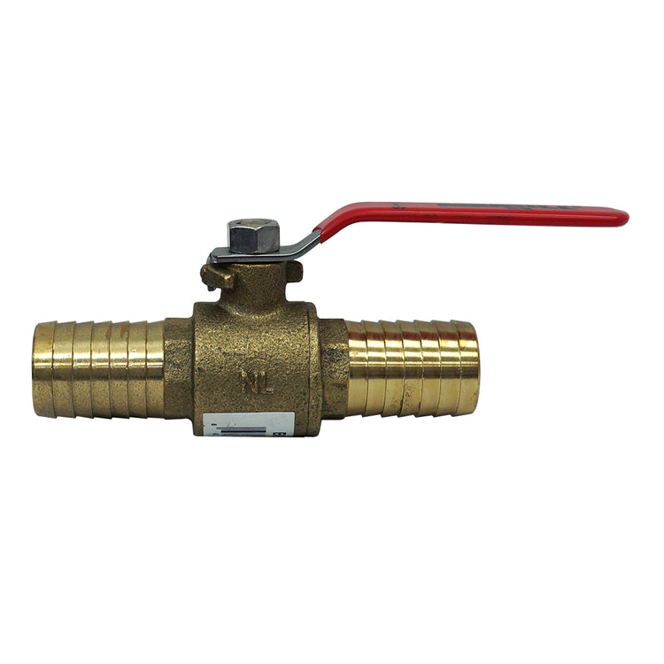 No-Lead Brass Ball Valve – Insert Barb x Insert Barb, Full Port, Teflon Seals
