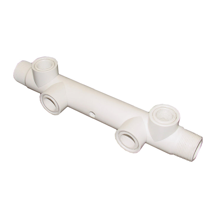 PVC Manifold with Top and Front Tapping – Heavy-Duty Sch. 120 Water Well Tee with Reinforced Schedule 40 Sleeve Inside Tappings