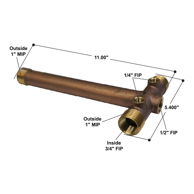 1" No Lead Brass Tank Tee – Cast, Durable Water Well Plumbing Fitting | BATNL1