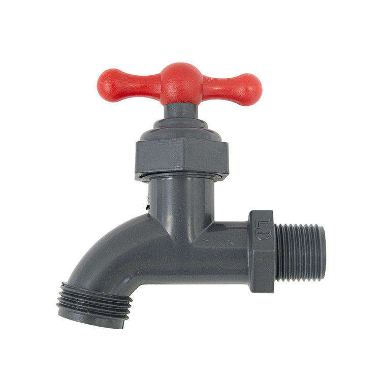 PVC Boiler Drain Valve with Hose Bibb – Gray | Corrosion-Resistant Drain Valve for Residential & Commercial Use
