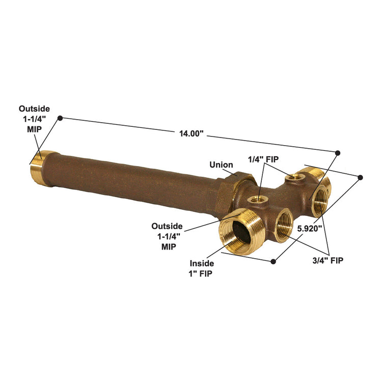 1-1/4" No-Lead Cast Brass Tank Tee with Union – Durable Plumbing Fitting | BATNL1-1/4U