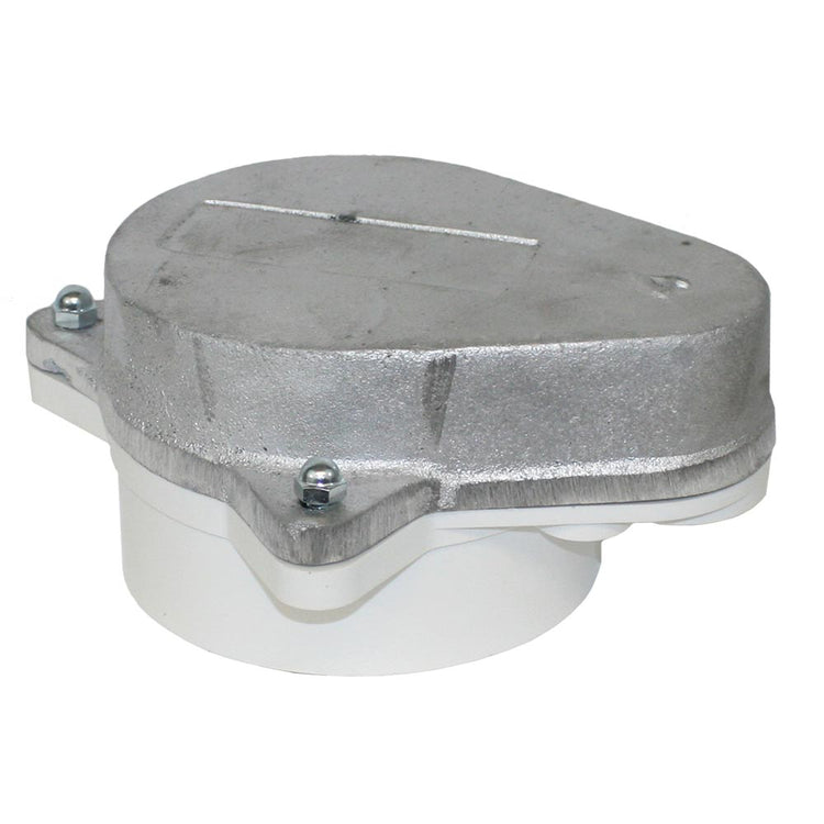 WCOP Series Sanitary Aluminum Top Watertight Well Cap with Conduit Tapping and Vent and Optional Ground Lug– PVC Base | WCOP