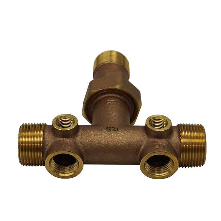 1" Long Cast Brass Tank Tee with Union – No Lead | BATNL1U