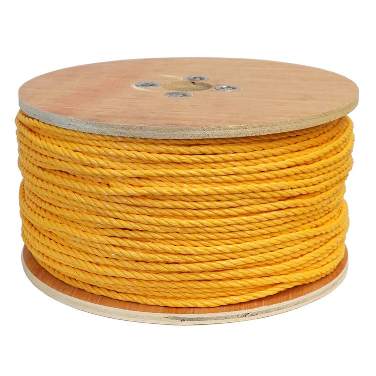Twisted or Braided Safety Rope – 1/4" Polypropylene | 1000 lb. Test, Yellow, Plastic Spool | SSR