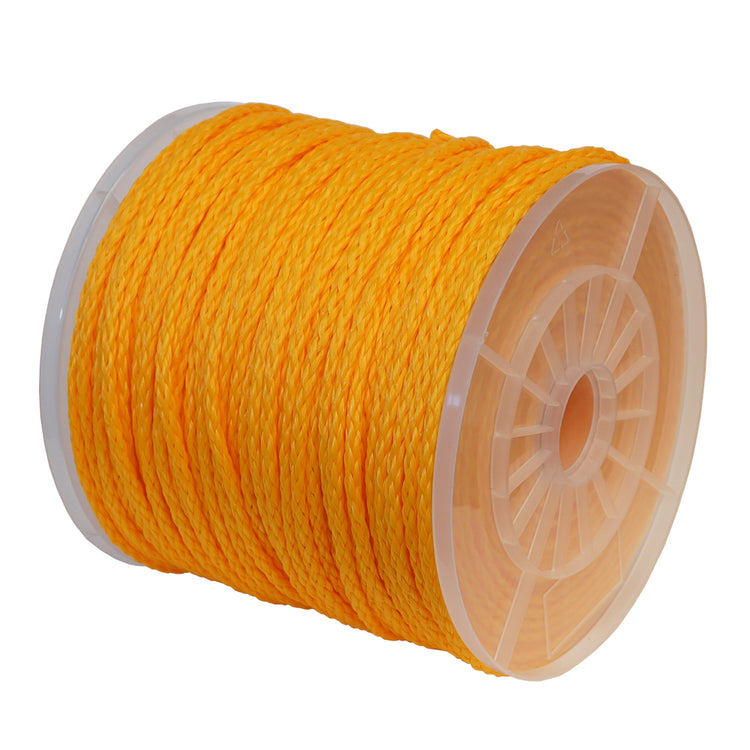 Braided Safety Rope – 1/4" Polypropylene | 1000 lb. Test, Yellow, Plastic Spool