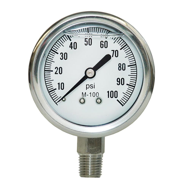 Dial Liquid-Filled Stainless Steel Pressure Gauge – 304 Mount, No Lead | PGLSS