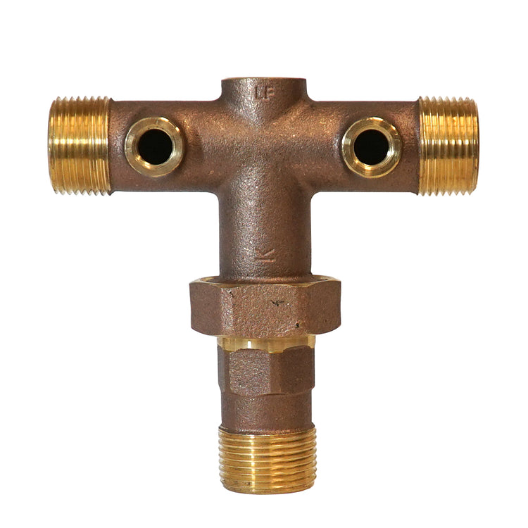 1" Long Cast Brass Tank Tee with Union – No Lead | BATNL1U