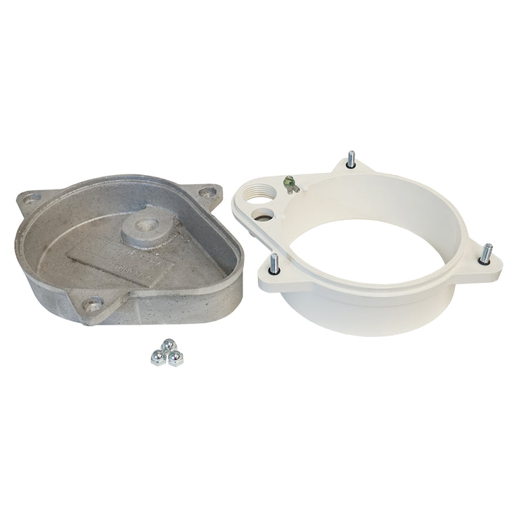 WCOP Series Sanitary Aluminum Top Watertight Well Cap with Conduit Tapping and Vent and Optional Ground Lug– PVC Base | WCOP