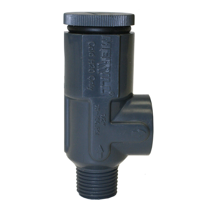 PVC Relief Valve – 1/2" MIP Inlet x 1/2" FIP Outlet, Pressure Relief Valve for Water Systems| PVCPR