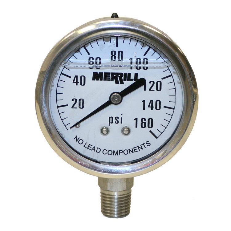 Dial Liquid-Filled Stainless Steel Pressure Gauge – 304 Mount, No Lead