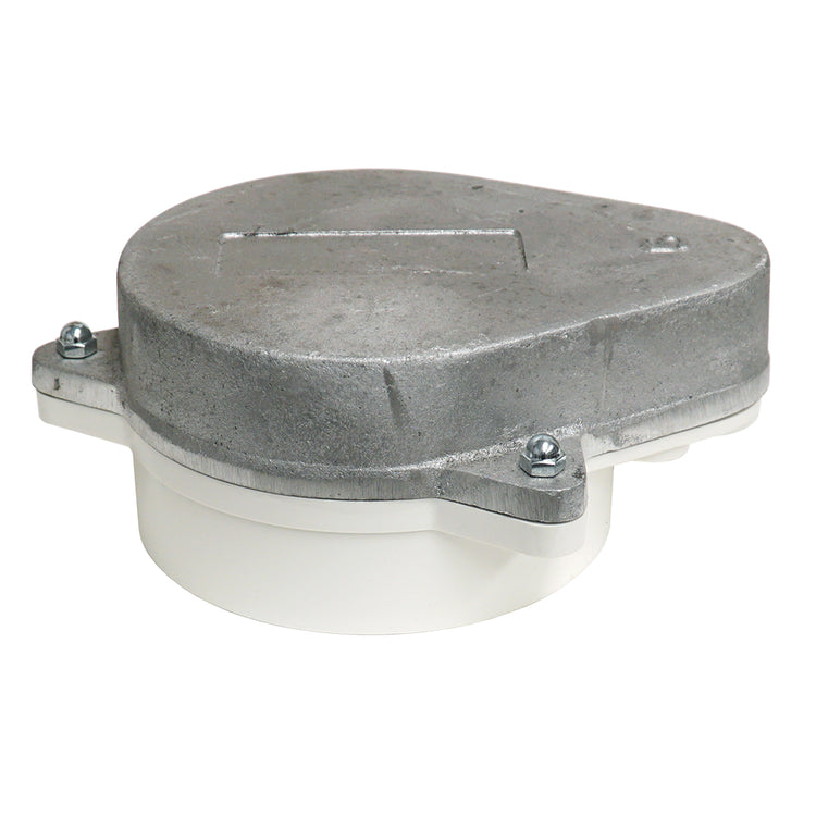 WCOP Series Sanitary Aluminum Top Watertight Well Cap with Conduit Tapping and Vent and Optional Ground Lug– PVC Base | WCOP