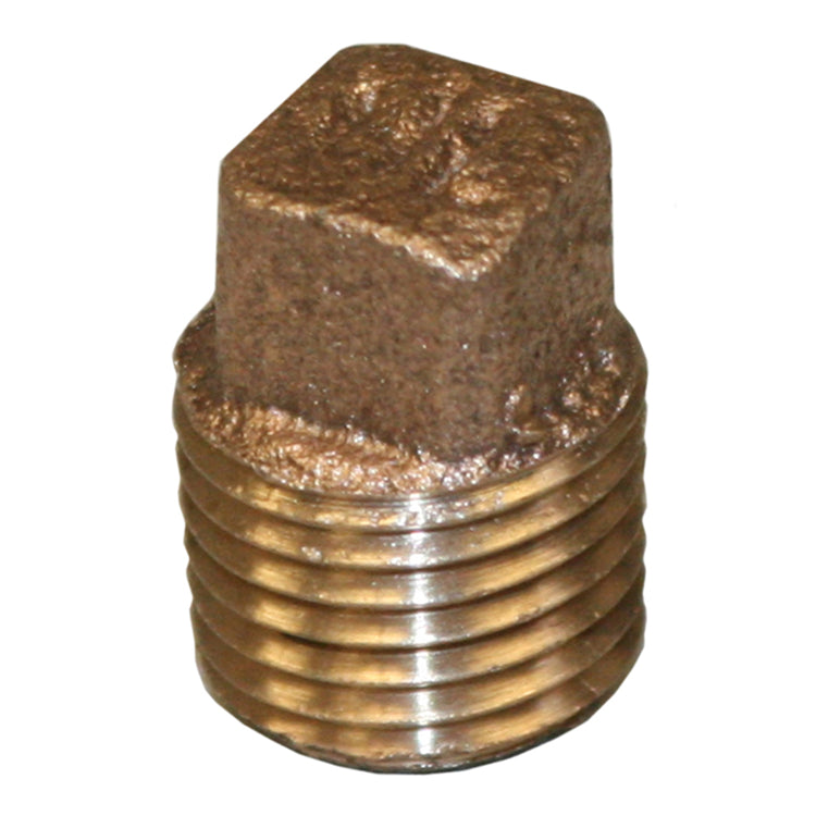 1/4" NPT Brass Pipe Plug (Solid, Square)