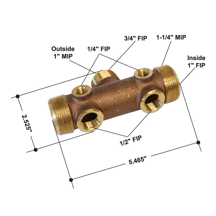1" No Lead Brass Tank Tee – Cast, Durable Water Well Plumbing Fitting | BATNL1