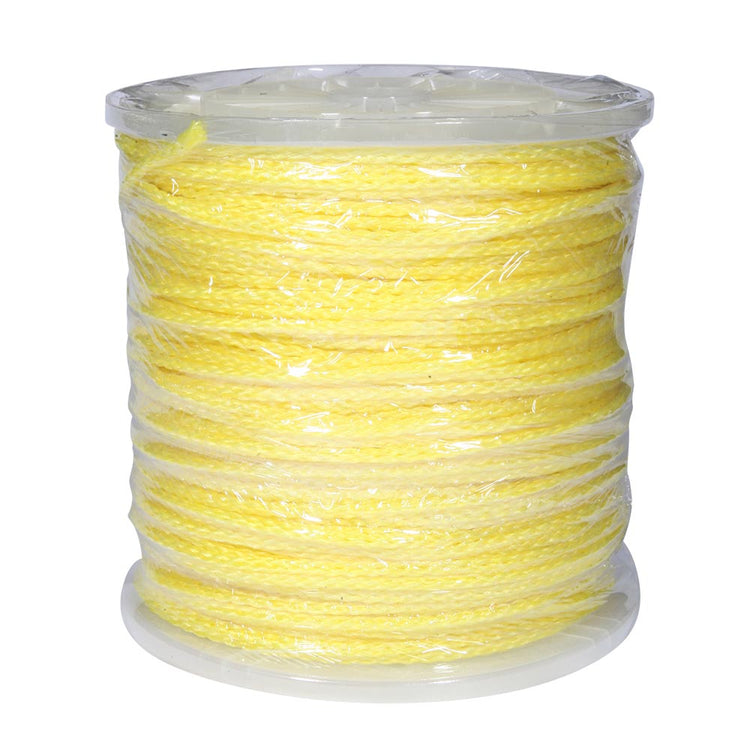 Twisted or Braided Safety Rope – 1/4" Polypropylene | 1000 lb. Test, Yellow, Plastic Spool | SSR