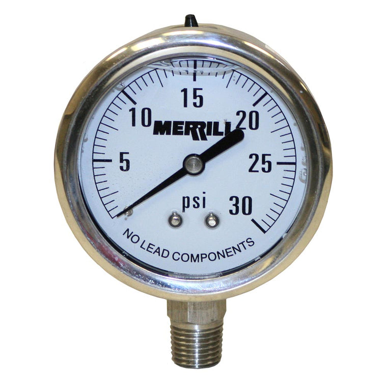 Dial Liquid-Filled Stainless Steel Pressure Gauge – 304 Mount, No Lead | PGLSS