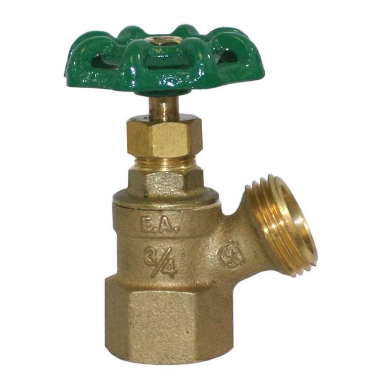 No-Lead Brass Boiler Female Drain Valve with Hose Bibb and Angle Outlet