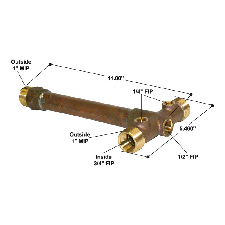 1" No Lead Brass Tank Tee – Fabricated With Copper Tube for Pressure Tank Systems | BATNL1F