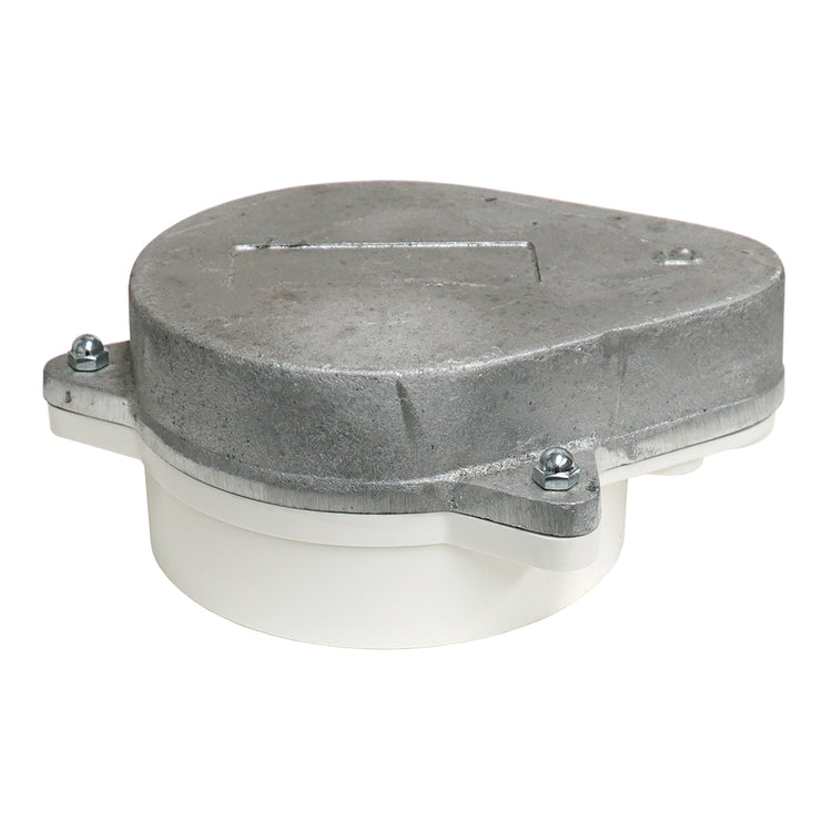 WCOP Series Sanitary Aluminum Top Watertight Well Cap with Conduit Tapping and Vent and Optional Ground Lug– PVC Base | WCOP