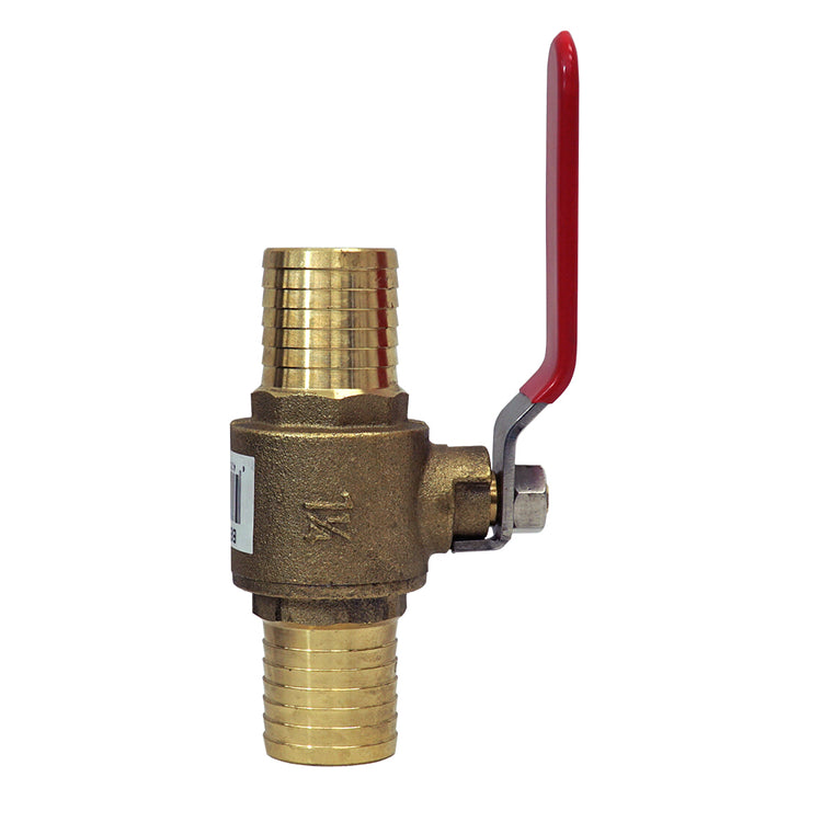 No-Lead Brass Ball Valve – Insert Barb x Insert Barb, Full Port, Teflon Seals