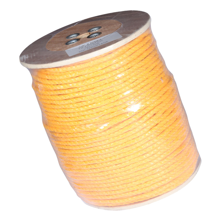 Braided Safety Rope – 1/4" Polypropylene | 1000 lb. Test, Yellow, Plastic Spool
