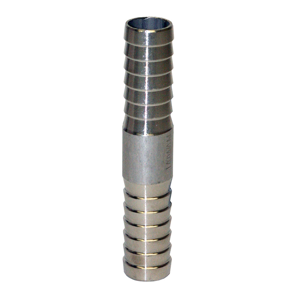 Merrill stainless steel insert coupling with barbs on both ends for joining polyethylene pipe