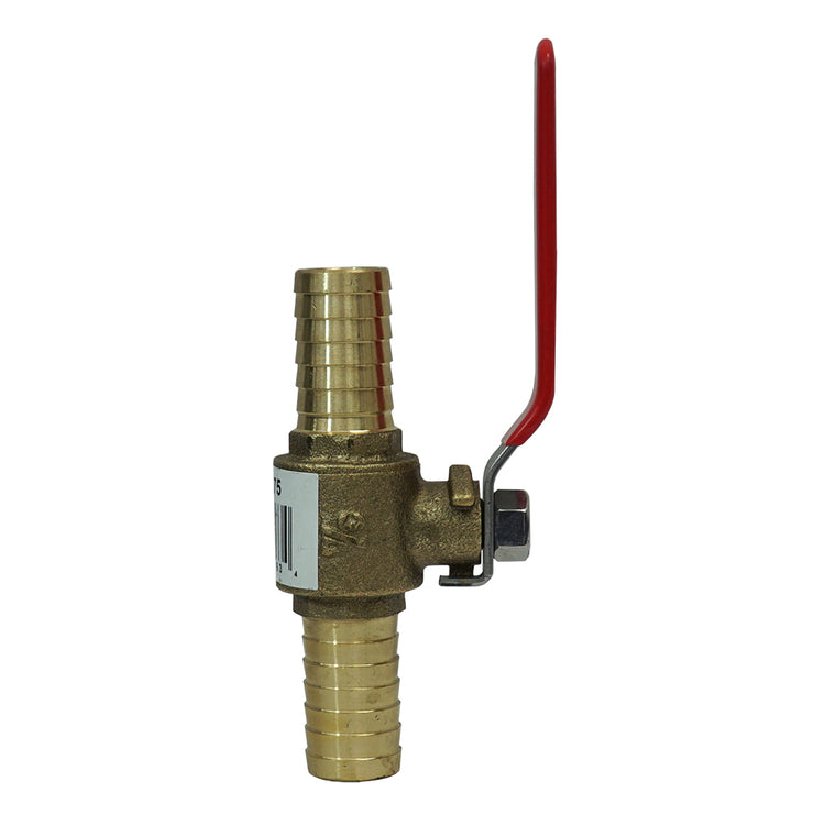 No-Lead Brass Ball Valve – Insert Barb x Insert Barb, Full Port, Teflon Seals