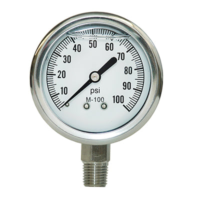 Stainless Steel Connection Liquid Filled Pressure Gauges - 304 Stainless Steel Case