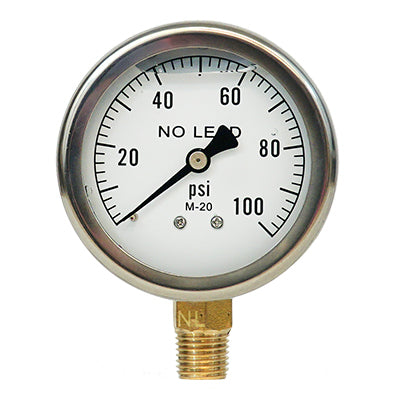 No Lead Liquid Filled Pressure Gauges - 300 Series Stainless Steel Case