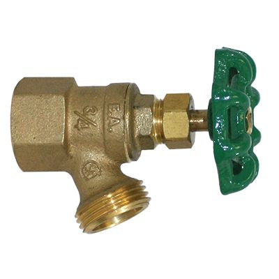 3/4" No-Lead Brass Boiler Female Drain Valve with Hose Bibb and Angle Outlet - BBDNL75FA