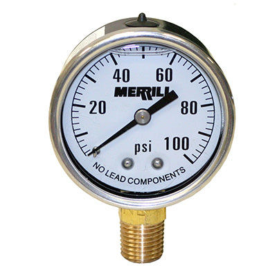 No Lead Liquid Filled Pressure Gauges - Steel Case