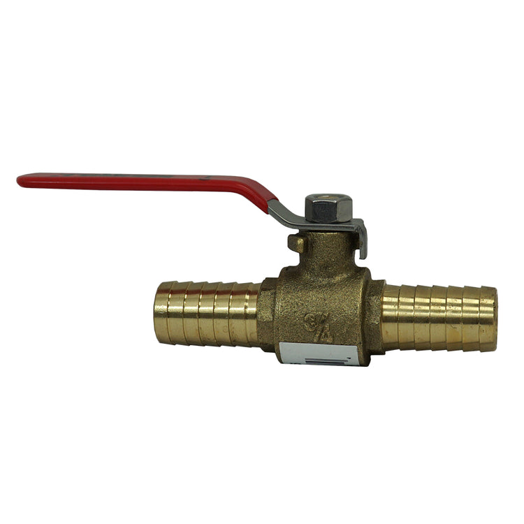 No-Lead Brass Ball Valve – Insert Barb x Insert Barb, Full Port, Teflon Seals
