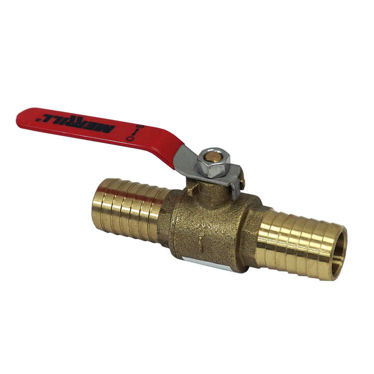 No-Lead Brass Ball Valve – Insert Barb x Insert Barb, Full Port, Teflon Seals