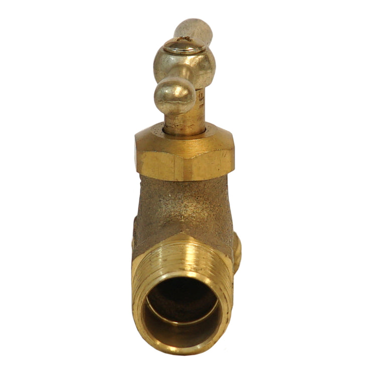 No-Lead Brass Boiler Drain – 3/4" Hose Threaded Outlet, Heavy-Duty Handle