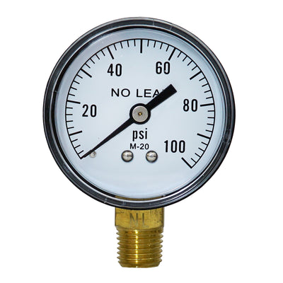 2" Dial Pressure Gauge No Lead Brass Connection– Plastic Case, Water & Air Compatible | PGPNL