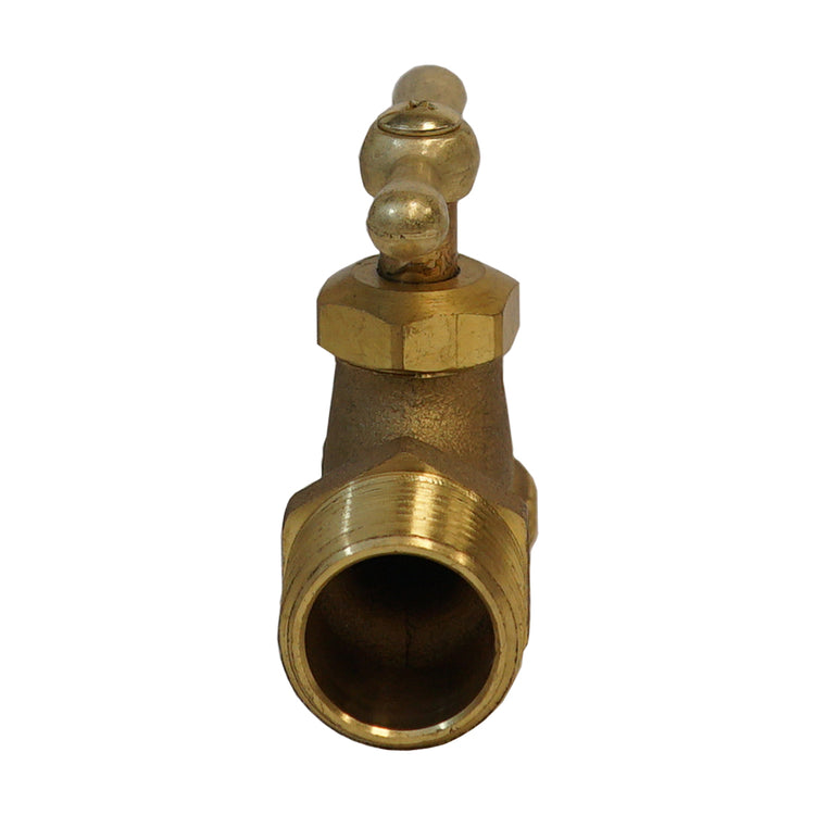 No-Lead Brass Boiler Drain – 3/4" Hose Threaded Outlet, Heavy-Duty Handle