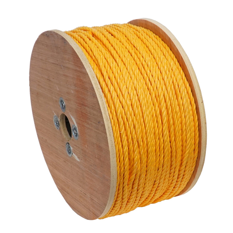 Braided Safety Rope – 1/4" Polypropylene | 1000 lb. Test, Yellow, Plastic Spool